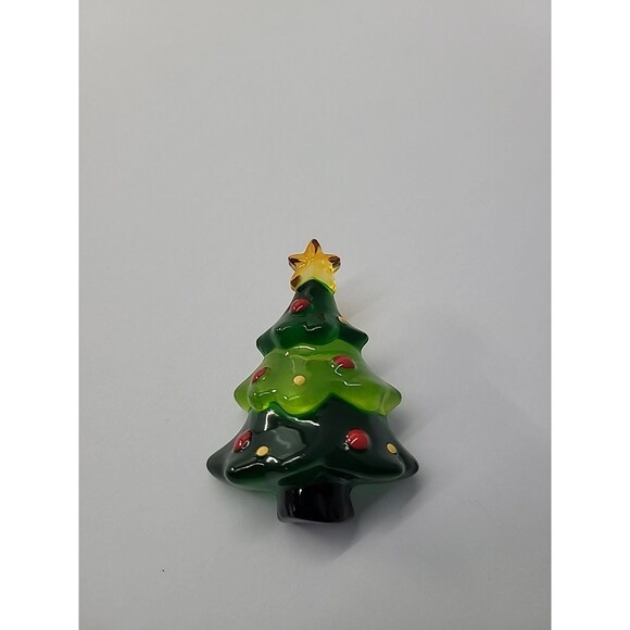Jewelry - Vintage Plastic Christmas Tree Brooch Pin Green Red Oranments  Star Topper Light